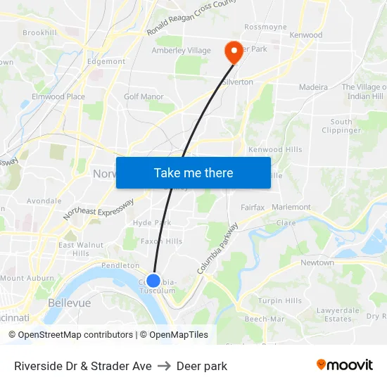 Riverside Dr & Strader Ave to Deer park map