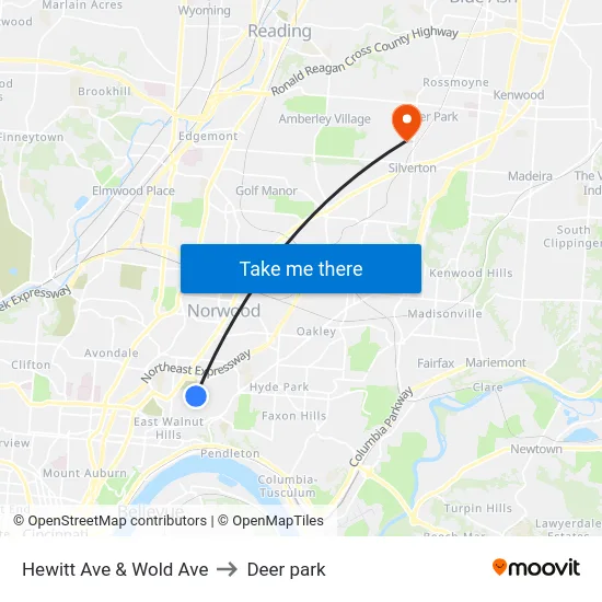 Hewitt Ave & Wold Ave to Deer park map