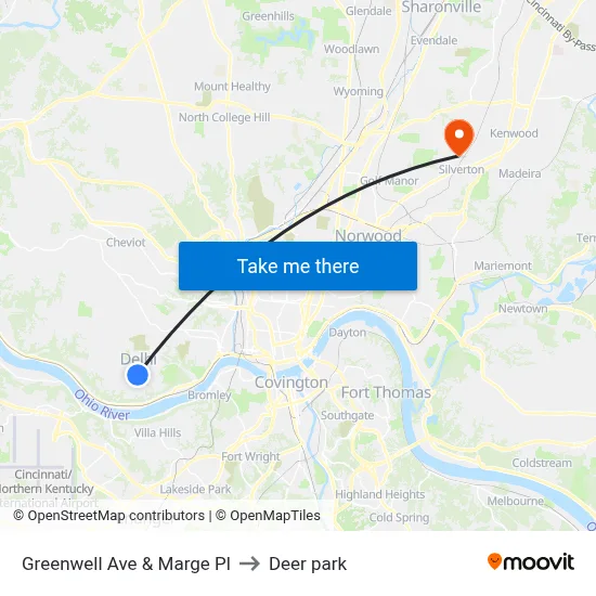Greenwell Ave & Marge Pl to Deer park map