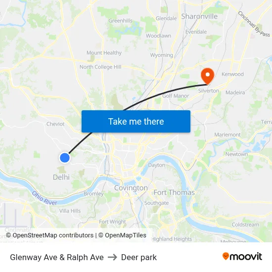 Glenway Ave & Ralph Ave to Deer park map