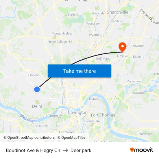 Boudinot Ave & Hegry Cir to Deer park map