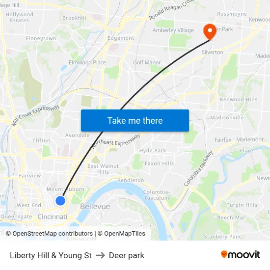 Liberty Hill & Young St to Deer park map