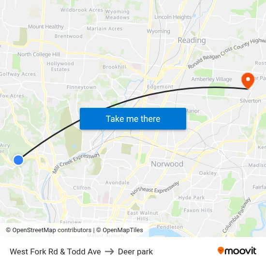 West Fork  Rd & Todd Ave to Deer park map