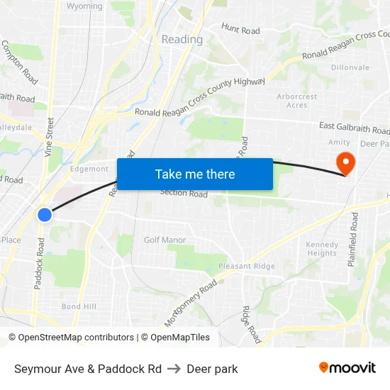Seymour Ave & Paddock Rd to Deer park map