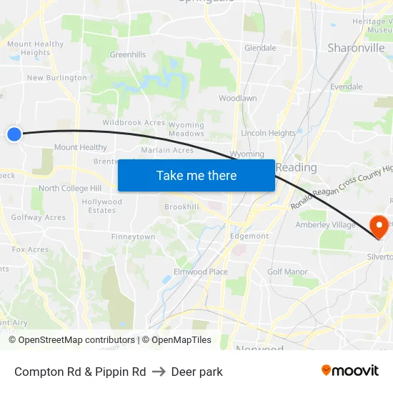 Compton Rd & Pippin Rd to Deer park map