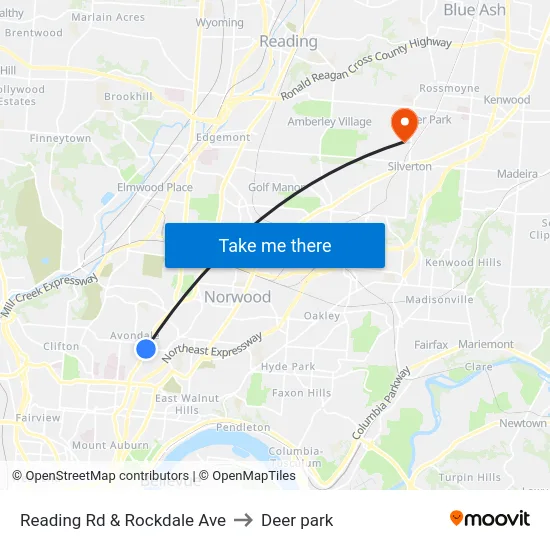 Reading Rd & Rockdale Ave to Deer park map