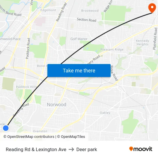 Reading Rd & Lexington Ave to Deer park map