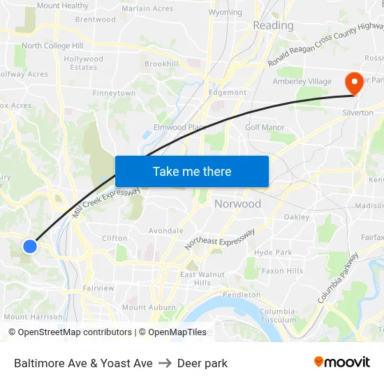 Baltimore Ave & Yoast Ave to Deer park map