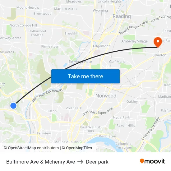 Baltimore Ave & Mchenry Ave to Deer park map