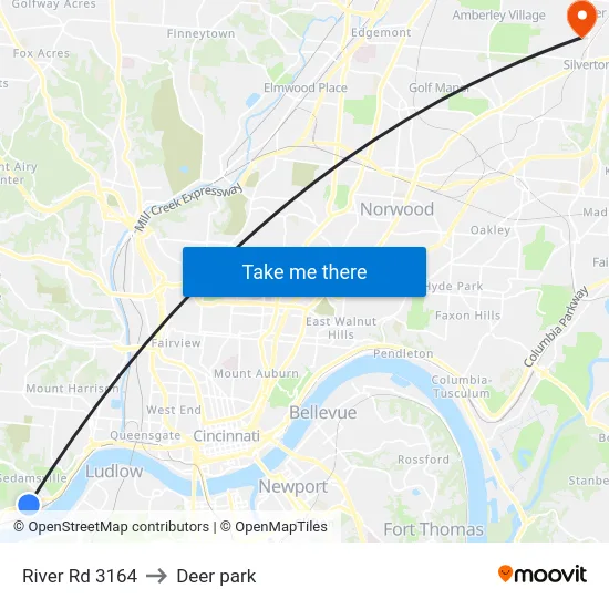 River Rd 3164 to Deer park map