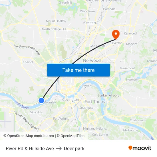 River Rd & Hillside Ave to Deer park map