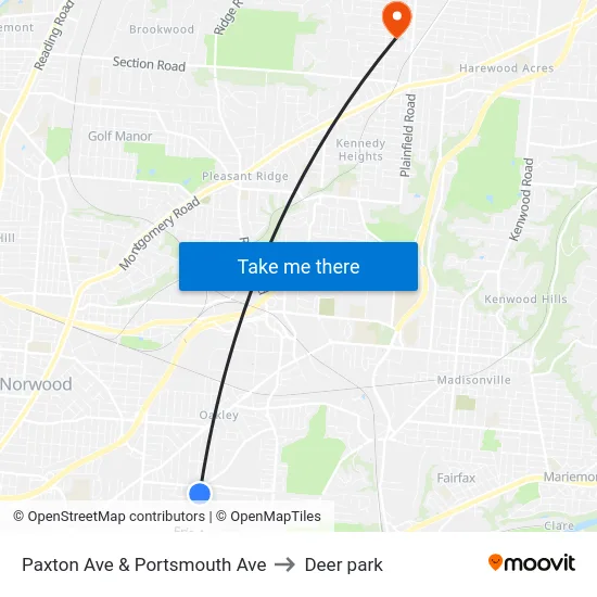 Paxton Ave & Portsmouth Ave to Deer park map