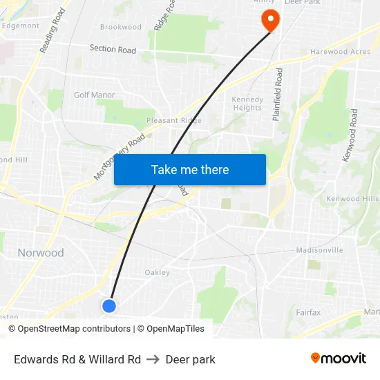 Edwards Rd & Willard Rd to Deer park map
