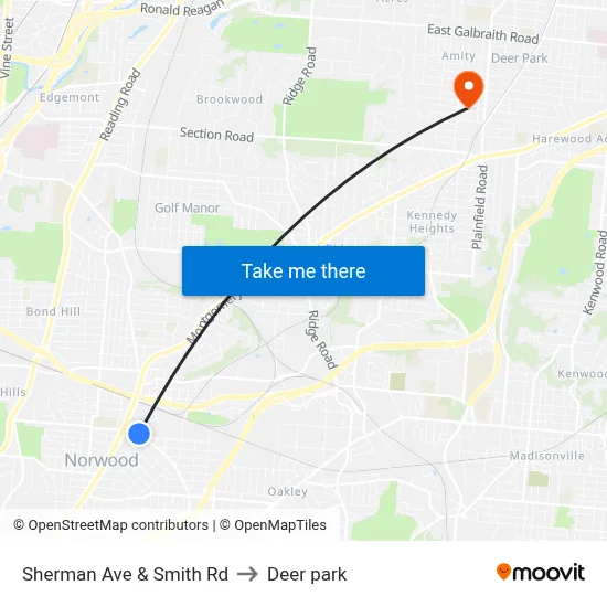 Sherman Ave & Smith Rd to Deer park map