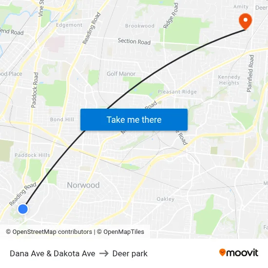 Dana Ave & Dakota Ave to Deer park map