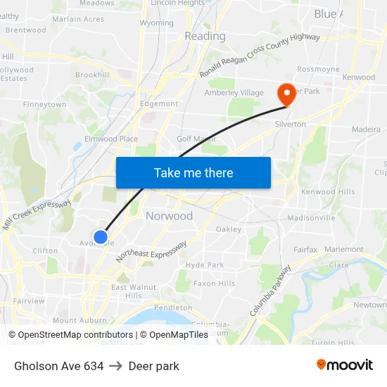 Gholson Ave 634 to Deer park map