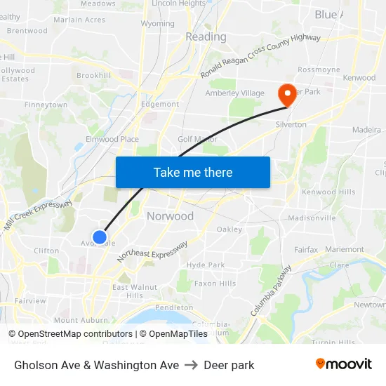 Gholson Ave & Washington Ave to Deer park map