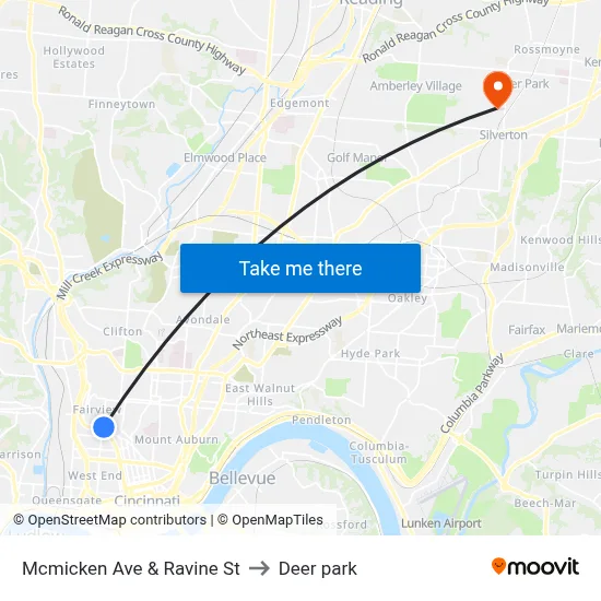 Mcmicken Ave & Ravine St to Deer park map