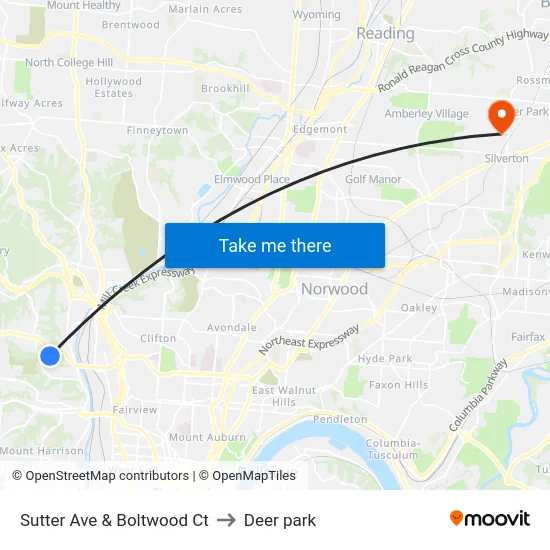 Sutter Ave & Boltwood Ct to Deer park map