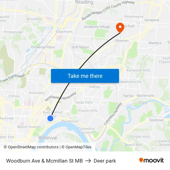 Woodburn Ave & Mcmillan St MB to Deer park map