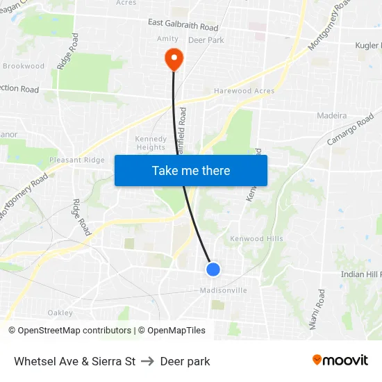 Whetsel Ave & Sierra St to Deer park map