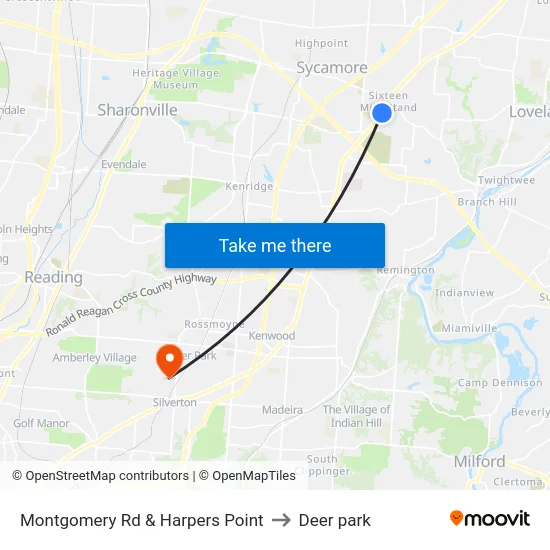 Montgomery Rd & Harpers Point to Deer park map