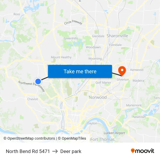 North Bend Rd 5471 to Deer park map