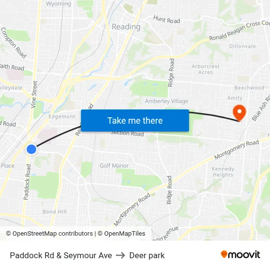 Paddock Rd & Seymour Ave to Deer park map