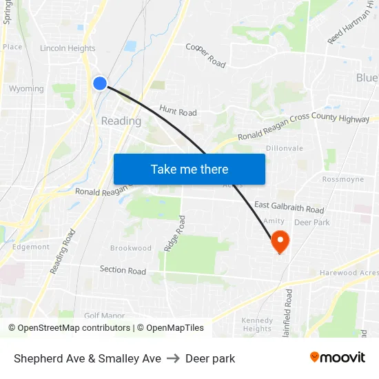 Shepherd Ave & Smalley Ave to Deer park map