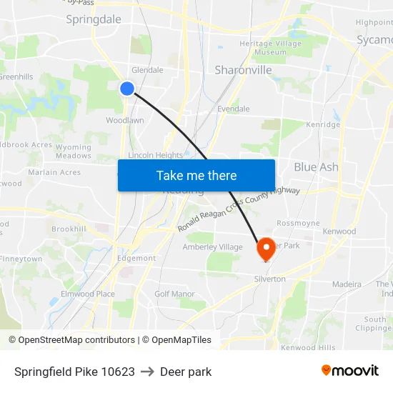Springfield Pike 10623 to Deer park map
