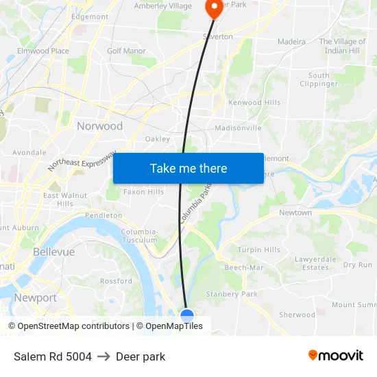 Salem Rd 5004 to Deer park map