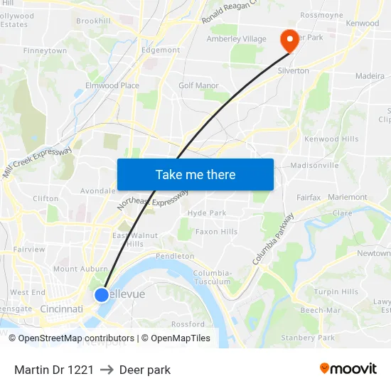Martin Dr 1221 to Deer park map