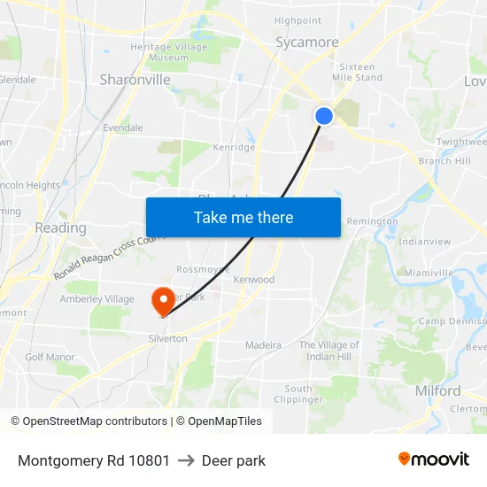 Montgomery Rd 10801 to Deer park map