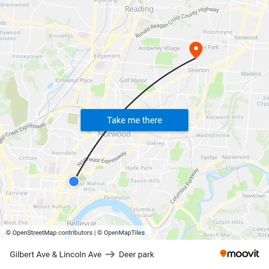 Gilbert Ave & Lincoln Ave to Deer park map