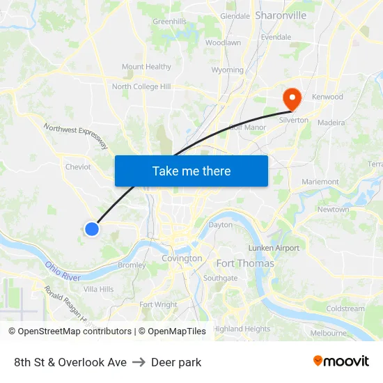 8th St & Overlook Ave to Deer park map