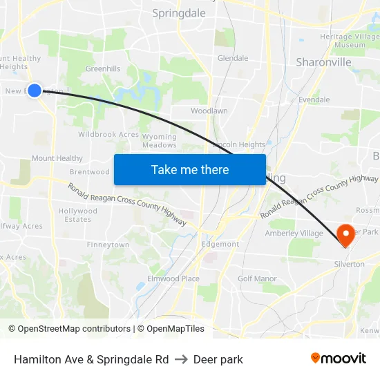 Hamilton Ave & Springdale Rd to Deer park map