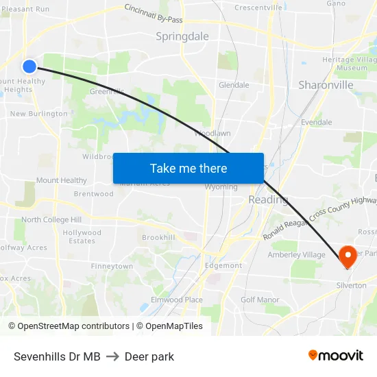 Sevenhills Dr MB to Deer park map