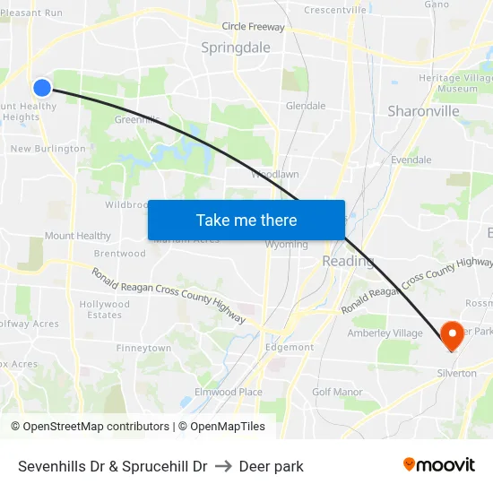 Sevenhills Dr & Sprucehill Dr to Deer park map