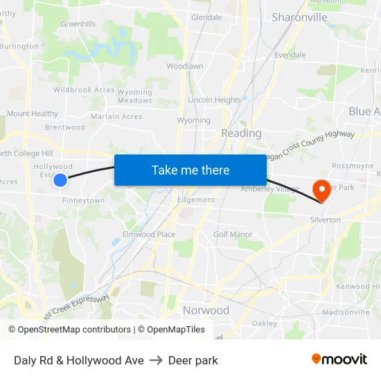 Daly Rd & Hollywood Ave to Deer park map