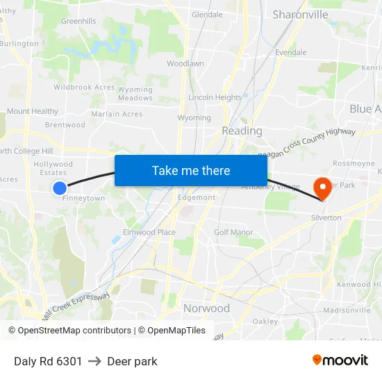 Daly Rd 6301 to Deer park map
