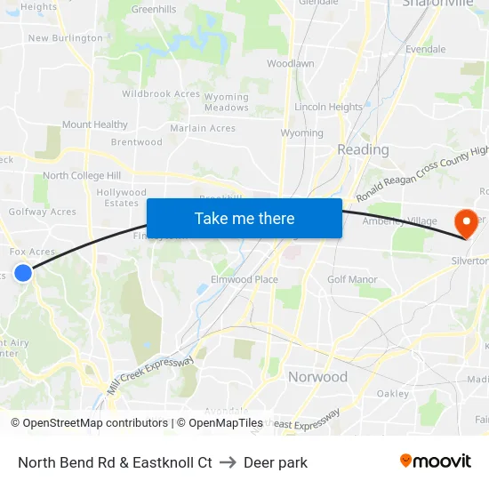 North Bend Rd & Eastknoll Ct to Deer park map