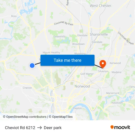 Cheviot Rd 6212 to Deer park map