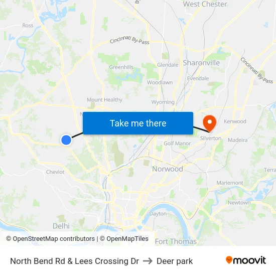 North Bend Rd & Lees Crossing Dr to Deer park map