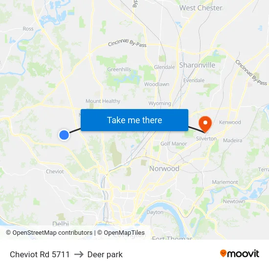 Cheviot Rd 5711 to Deer park map