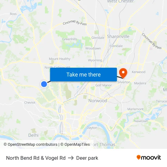 North Bend Rd & Vogel Rd to Deer park map
