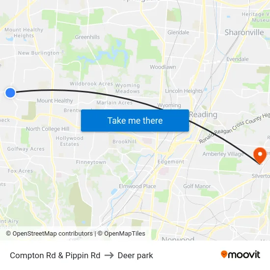 Compton Rd & Pippin Rd to Deer park map