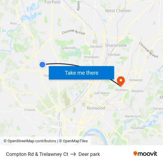 Compton Rd & Trelawney Ct to Deer park map