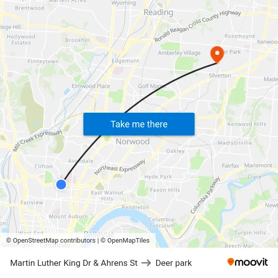 Martin Luther King Dr & Ahrens St to Deer park map