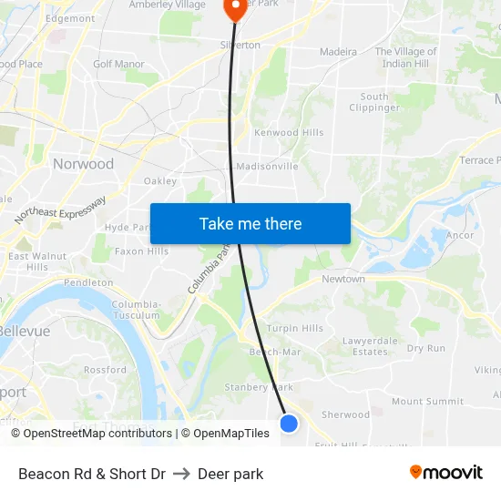 Beacon Rd & Short Dr to Deer park map