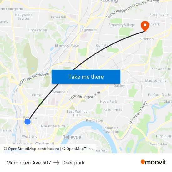Mcmicken Ave 607 to Deer park map